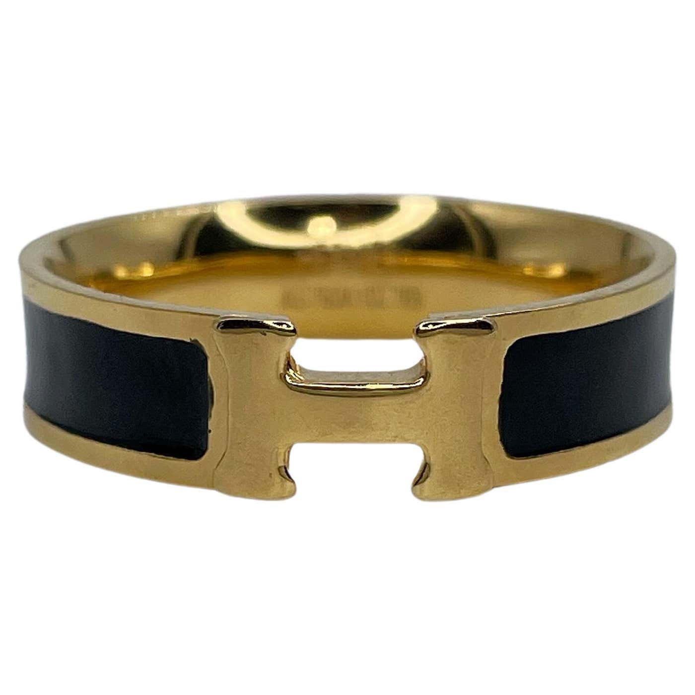 Clic Clac Rings Vintage Hermès 18 Karat Yellow Gold Black Enamel Clic H Ring at 1stDibs ...