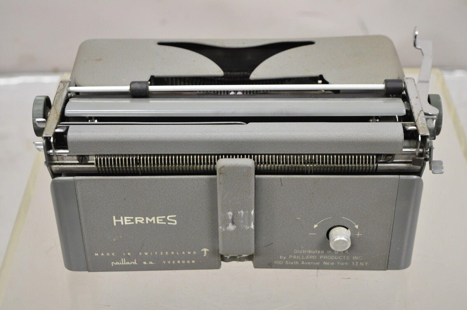 Vintage Hermes 2000 by Paillard Manual Typewriter with Green Carrying Case 3