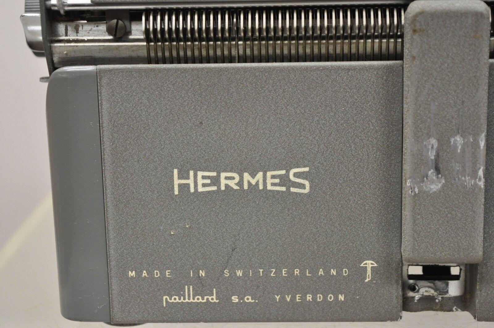 Vintage Hermes 2000 by Paillard Manual Typewriter with Green Carrying Case 6