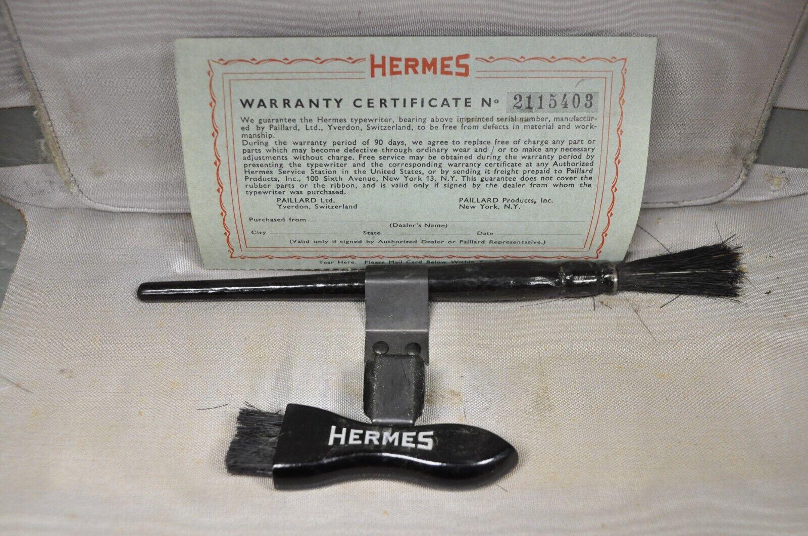 Metal Vintage Hermes 2000 by Paillard Manual Typewriter with Green Carrying Case