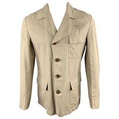 Vintage HERMES 38 Khaki Cotton / Linen Buttoned Jacket