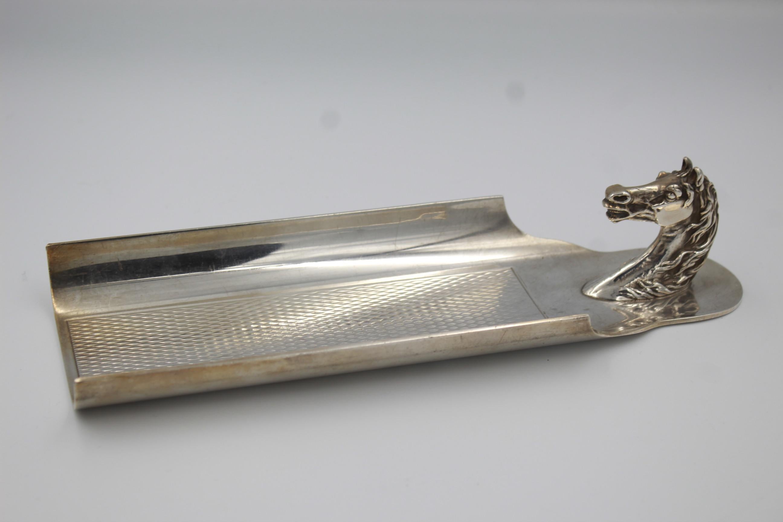 Silver Vintage Hermes 60's silver plated Desk Pen Pencil Tray 
