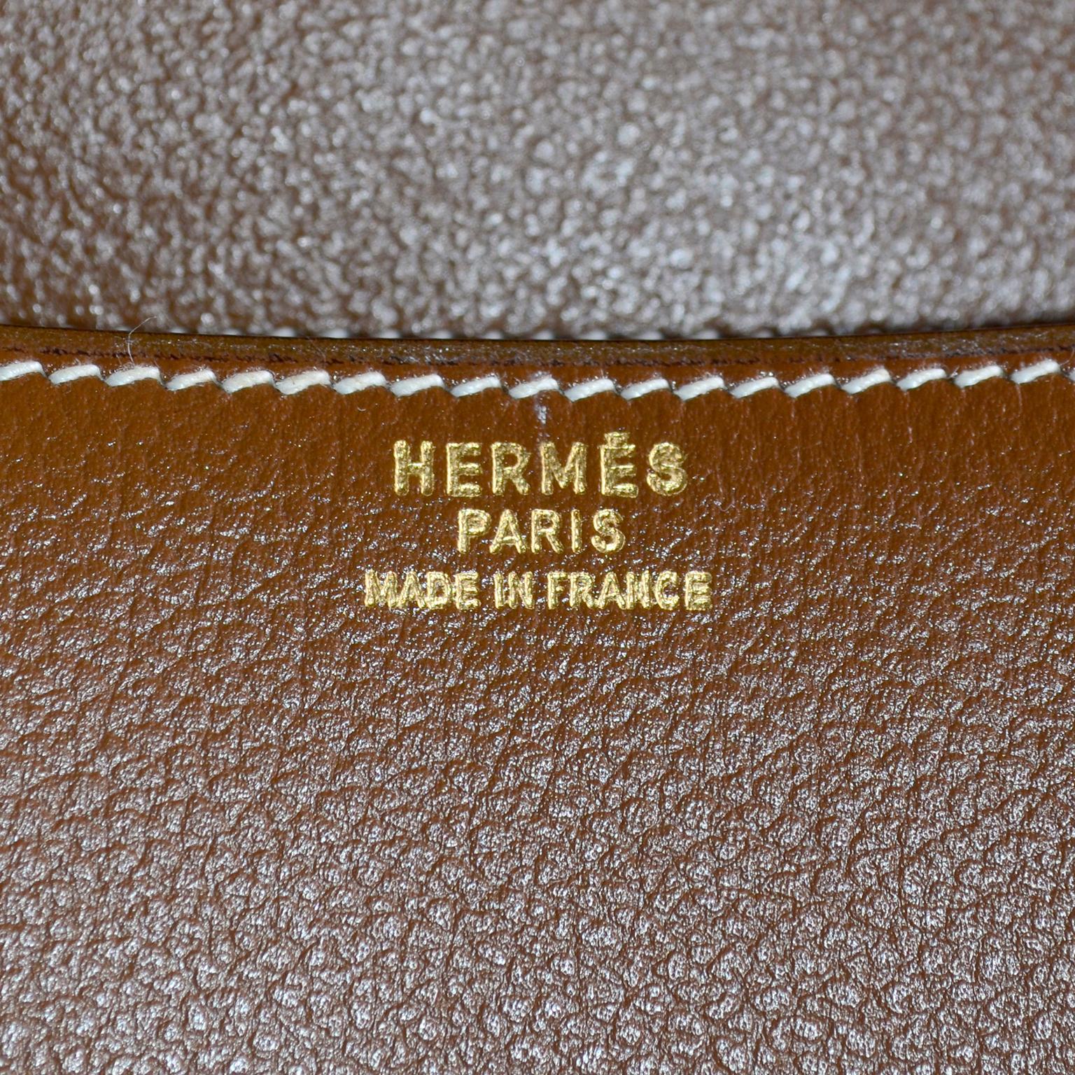 Vintage Hermes Bag in Brown Leather With Horse bit Buckle 1985 Handbag With Box 5