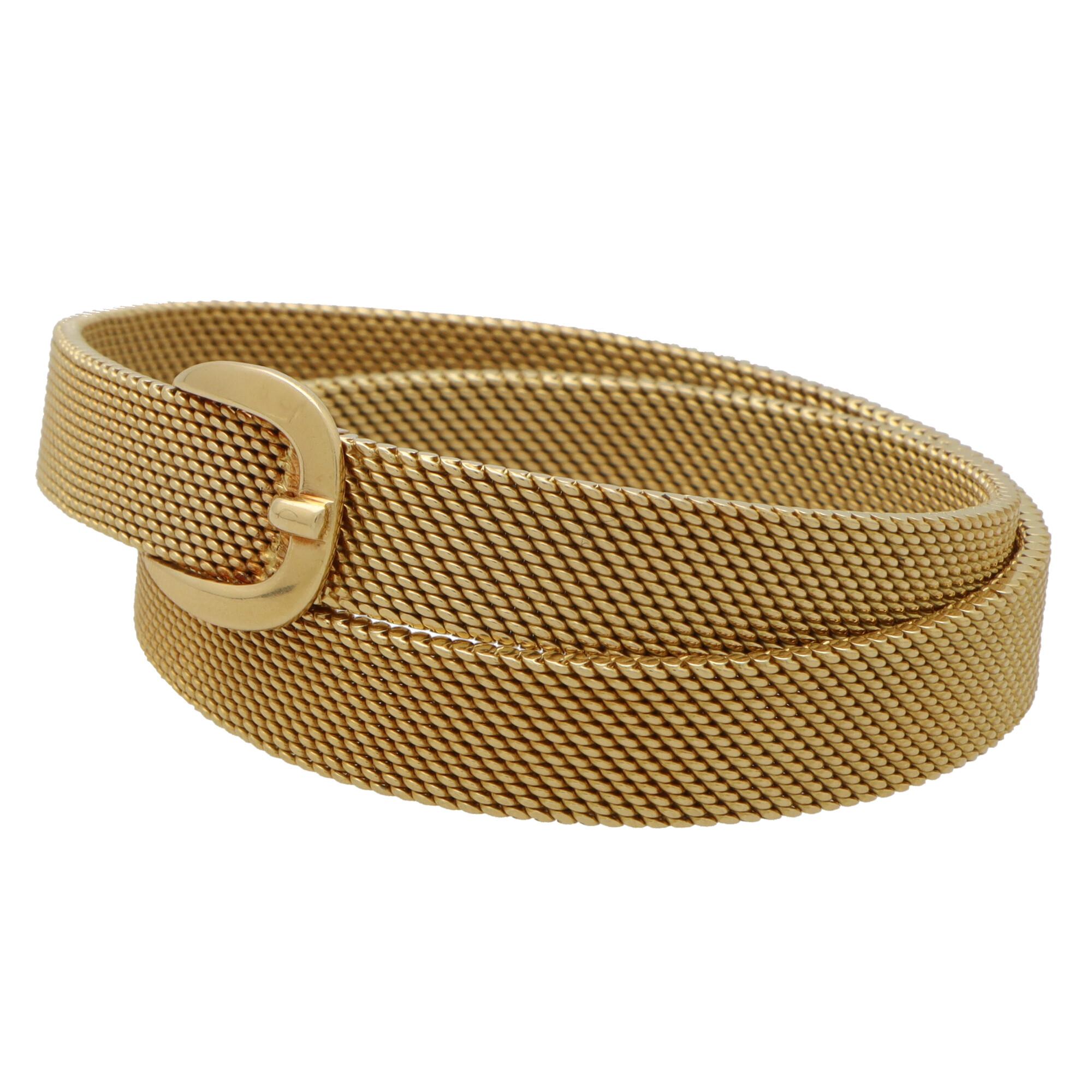 Retro Vintage Hermès Belt Buckle Wrap Bracelet Set in Solid 18k Yellow Gold For Sale