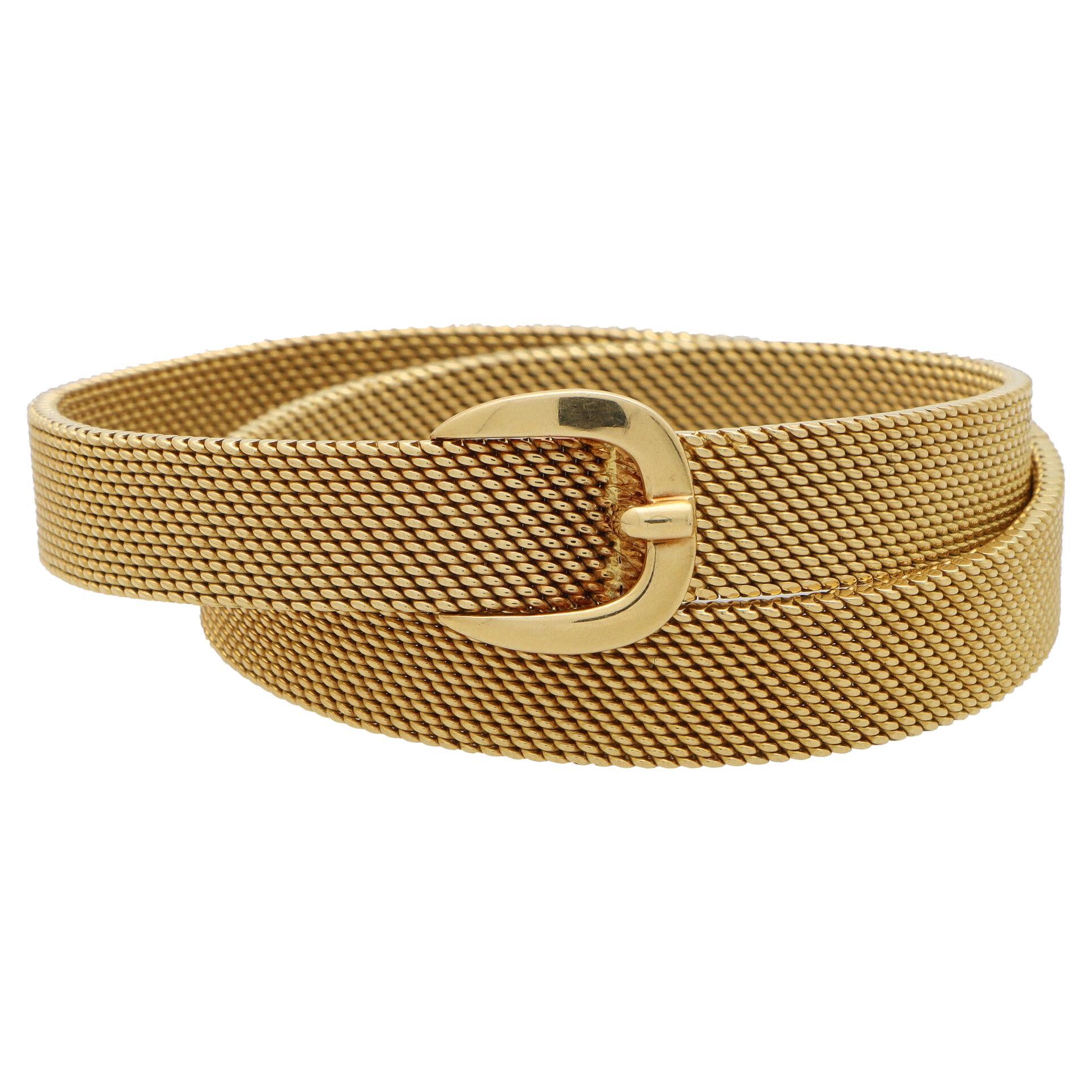 Vintage Hermès Belt Buckle Wrap Bracelet Set in Solid 18k Yellow Gold en vente