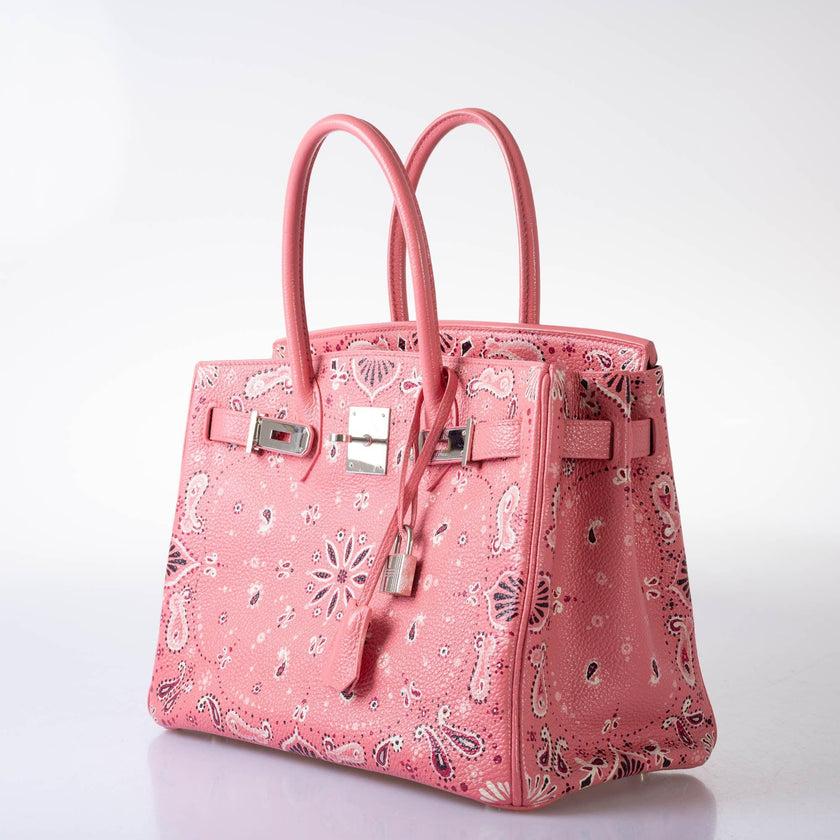 Women's Vintage Hermès Birkin 30 Custom Pink Bandana Togo Palladium Hardware Bag For Sale