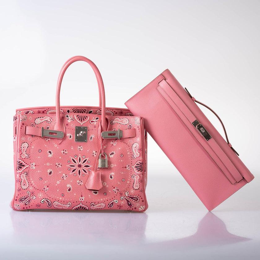 Vintage Hermès Birkin 30 Custom Pink Bandana Togo Palladium Hardware Bag For Sale 2
