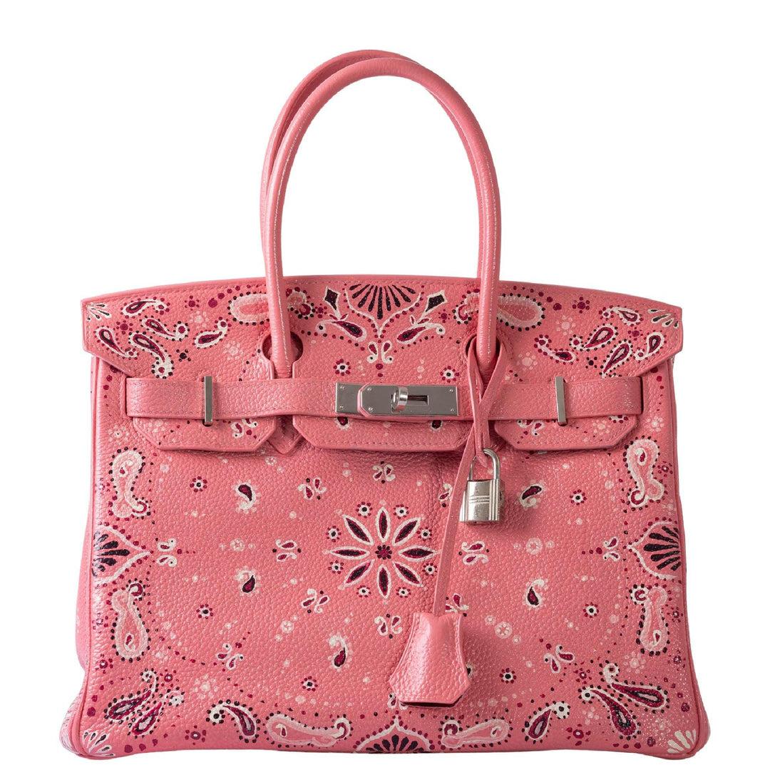 Vintage Hermès Birkin 30 Custom Pink Bandana Togo Palladium Hardware Bag For Sale