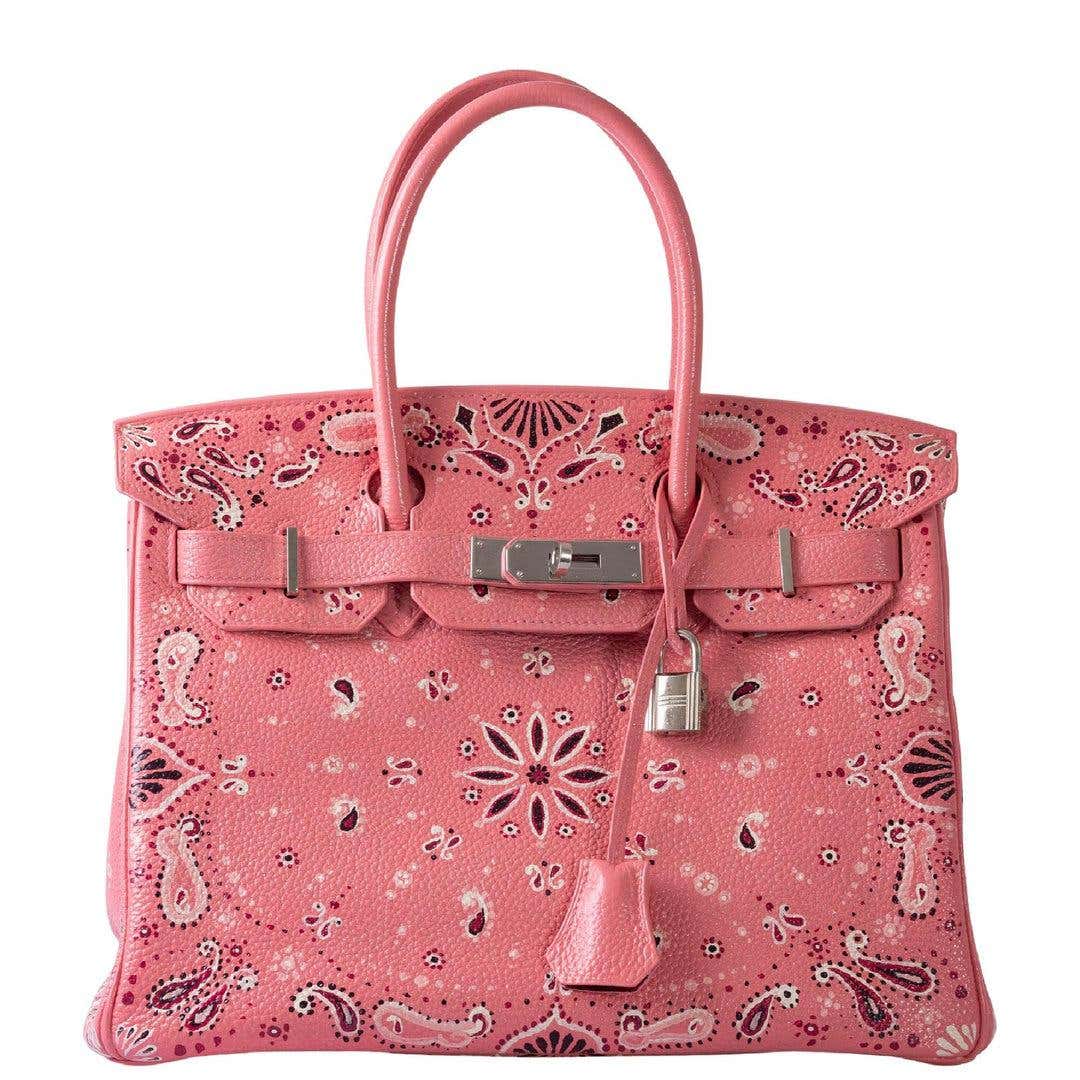 Vintage Herm s Birkin 30 Custom Pink Bandana Togo Palladium Hardware Vintage Herm s Birkin 30 Custom Pink Bandana Togo Palladium Hardware