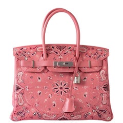 Vintage Hermès Birkin 30 Custom Pink Bandana Togo Palladium Hardware Bag