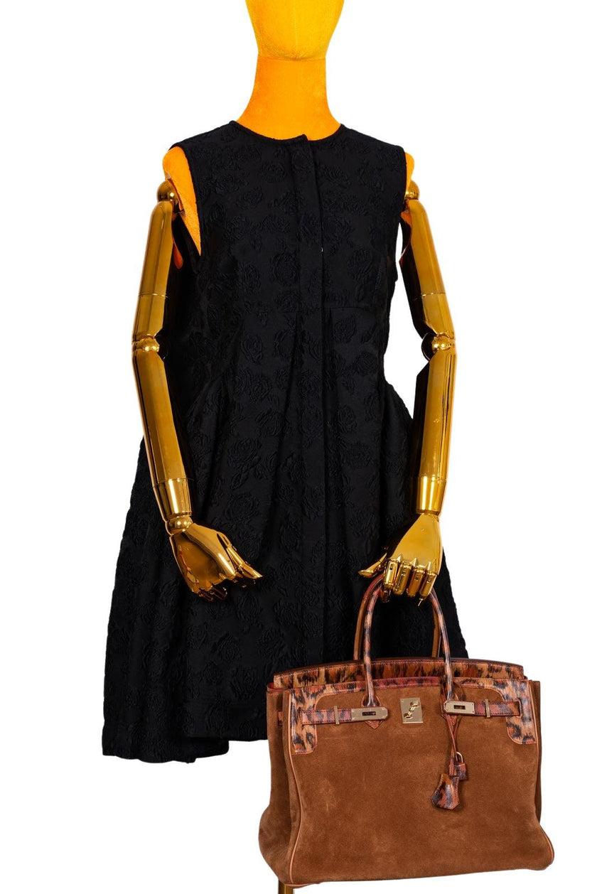 Vintage Hermès Birkin 35 Fauve Grizzly Suede & Painted Leopard Capucine Bag For Sale 8