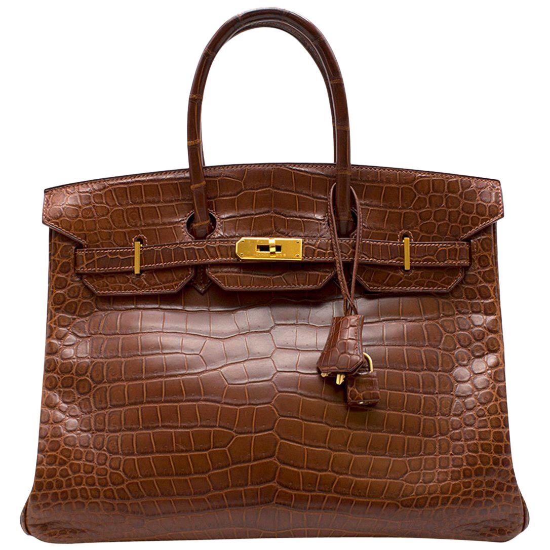 Vintage Hermes Birkin 35cm Meil Crocodile Porosus Matte Bag 1997
