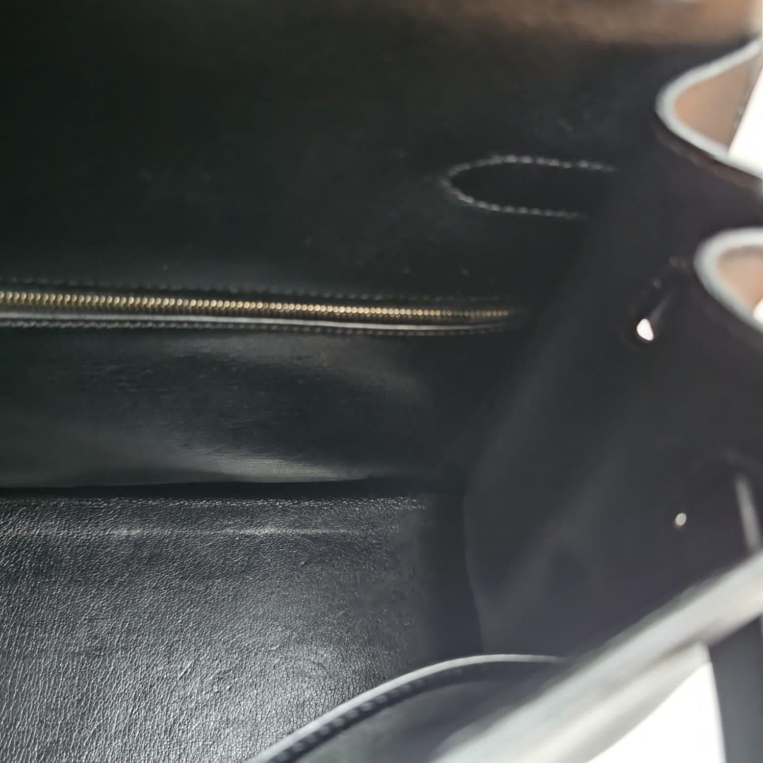Vintage Hermes Black Box Leather Kelly 35 Bag 10