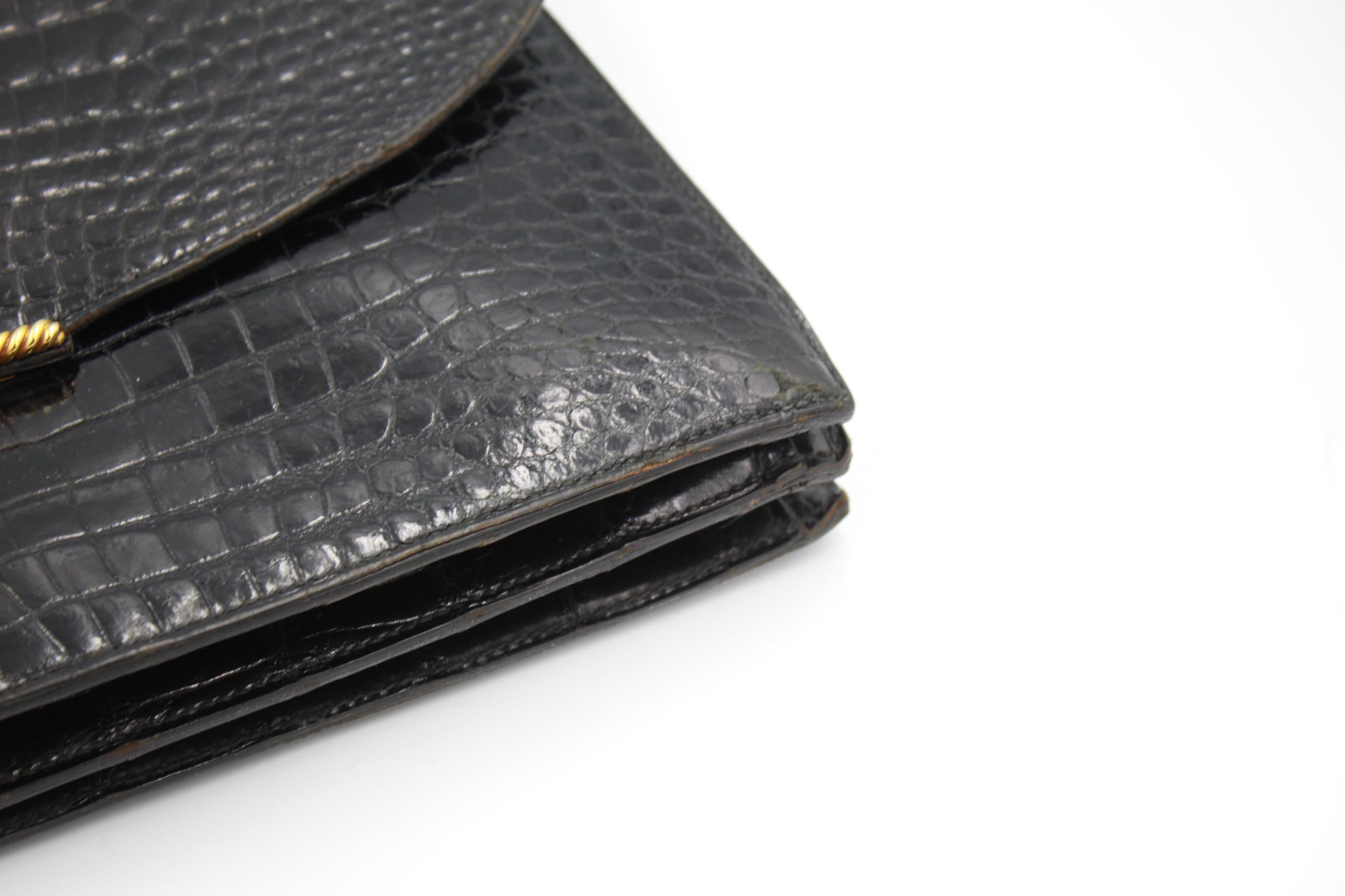  Vintage Hermes Black crocodile 