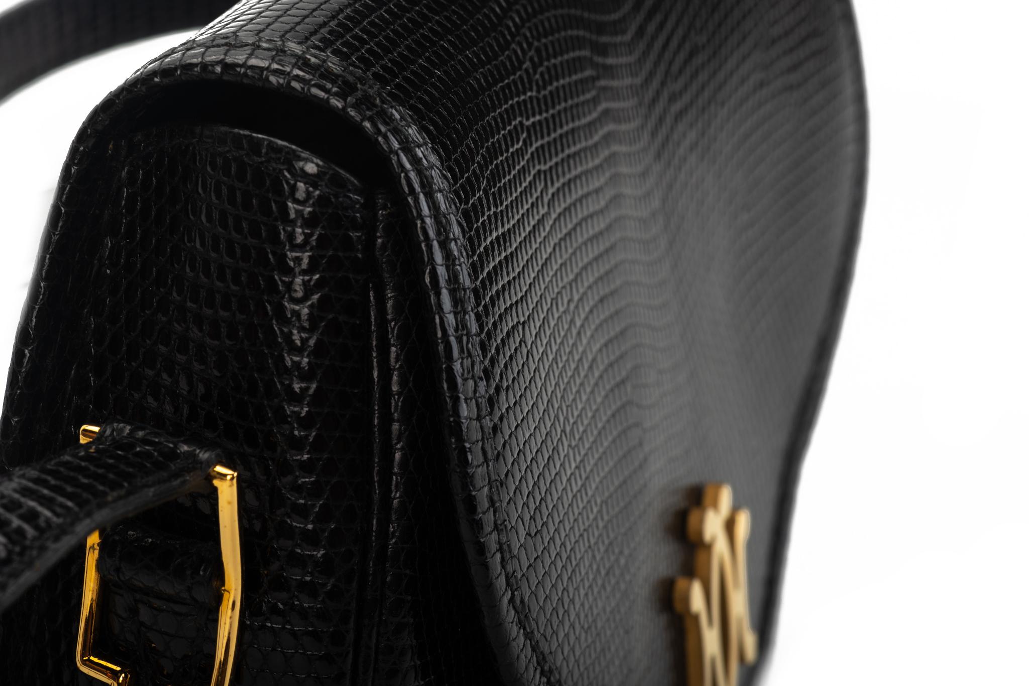 Vintage Hermès Lift Bag aus schwarzer Eidechse, 4 Wege 5