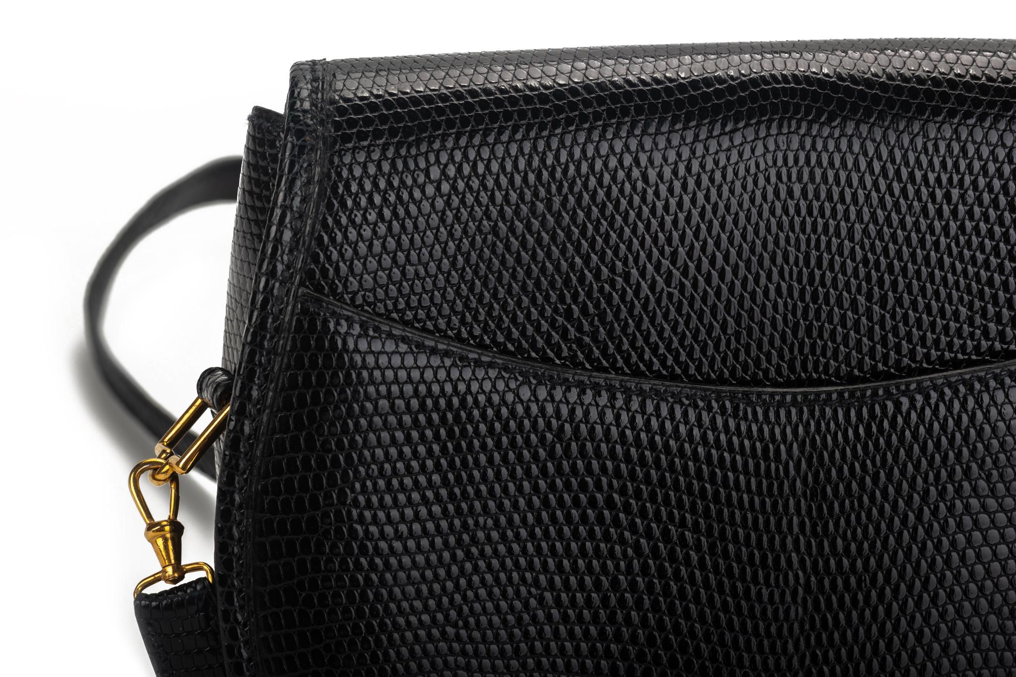 Vintage Hermes Black Lizard Lift Bag 4 Ways 5