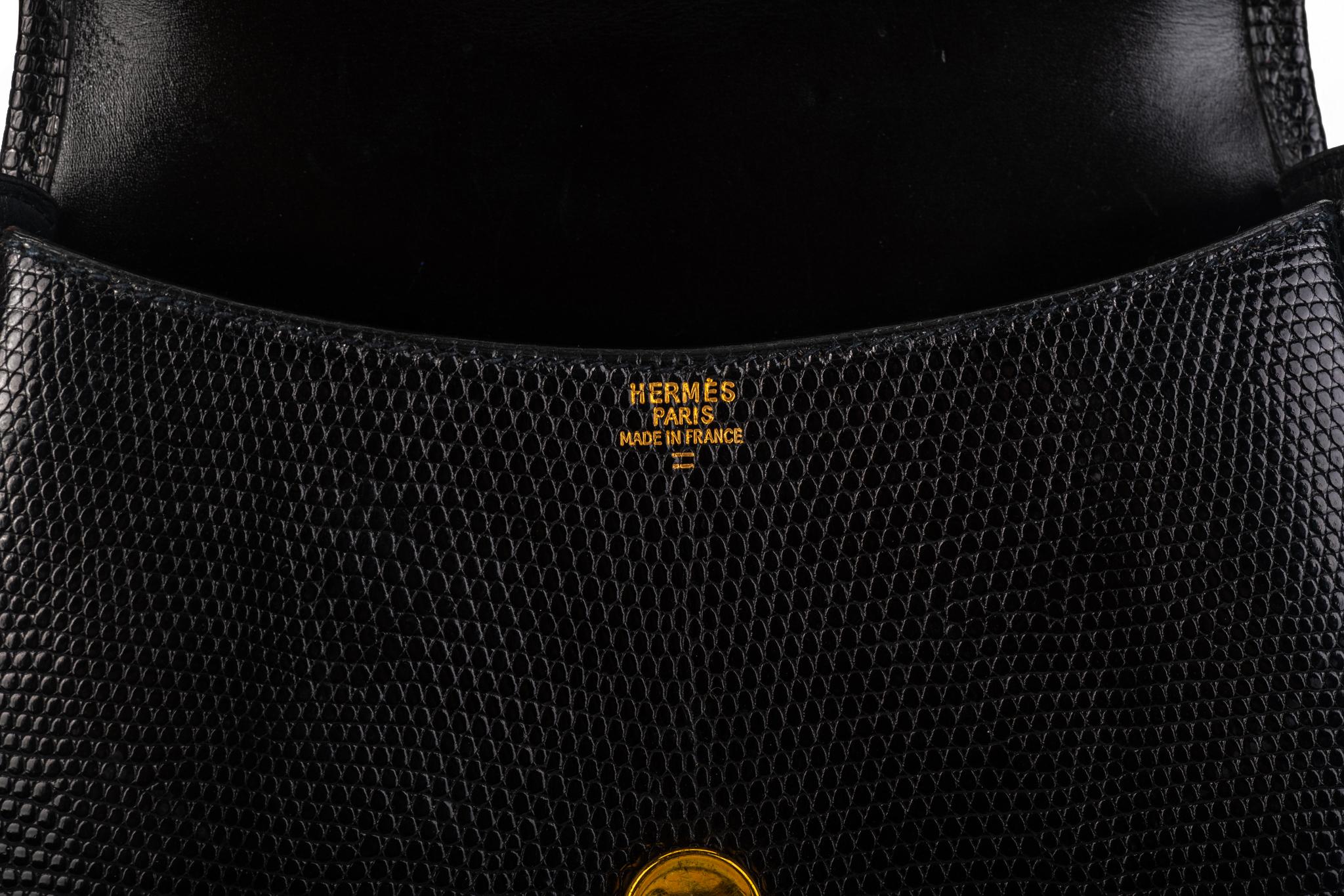 Vintage Hermès Lift Bag aus schwarzer Eidechse, 4 Wege 8