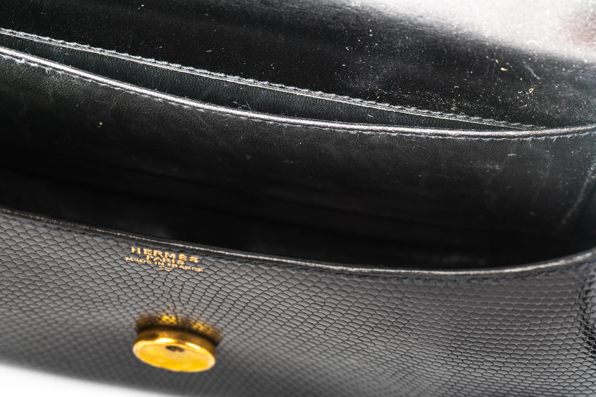 Vintage Hermès Lift Bag aus schwarzer Eidechse, 4 Wege 10