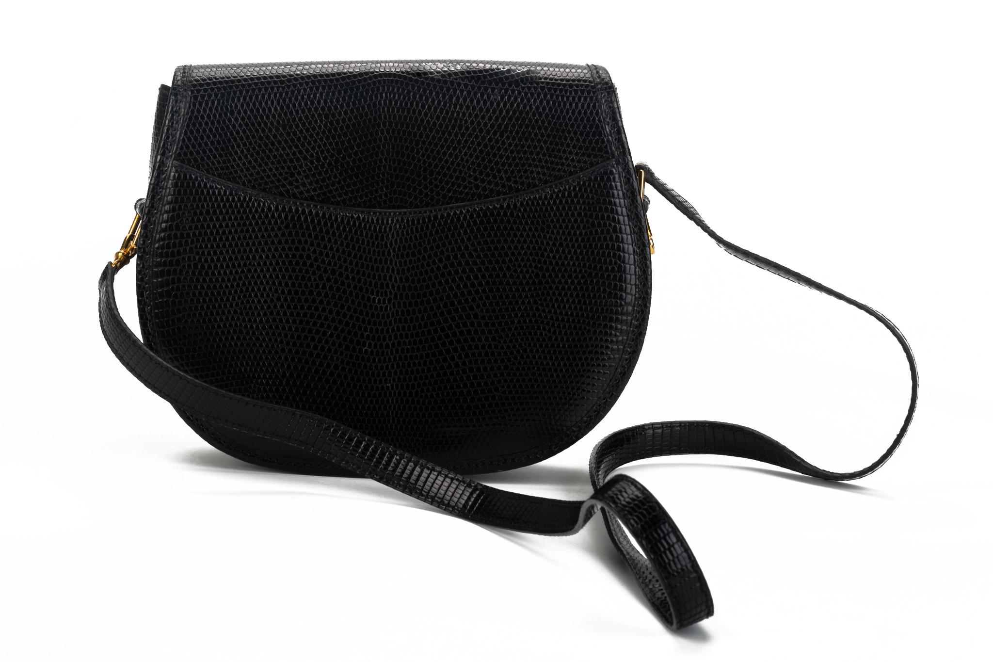 Vintage Hermès Lift Bag aus schwarzer Eidechse, 4 Wege im Zustand „Hervorragend“ in West Hollywood, CA