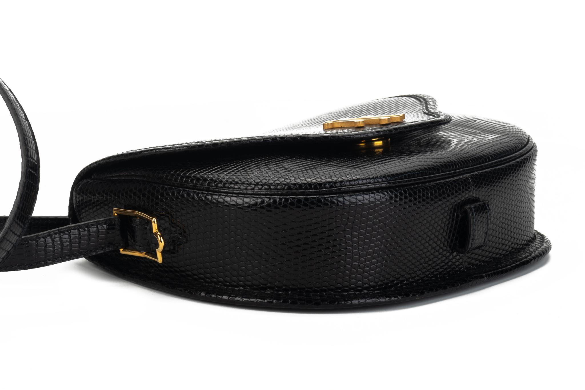 Vintage Hermès Lift Bag aus schwarzer Eidechse, 4 Wege Damen