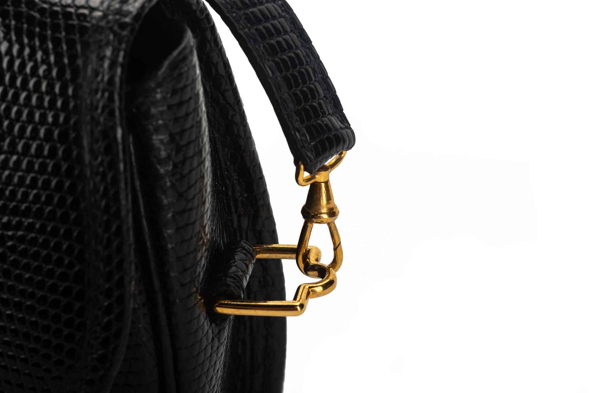 Vintage Hermès Lift Bag aus schwarzer Eidechse, 4 Wege 3