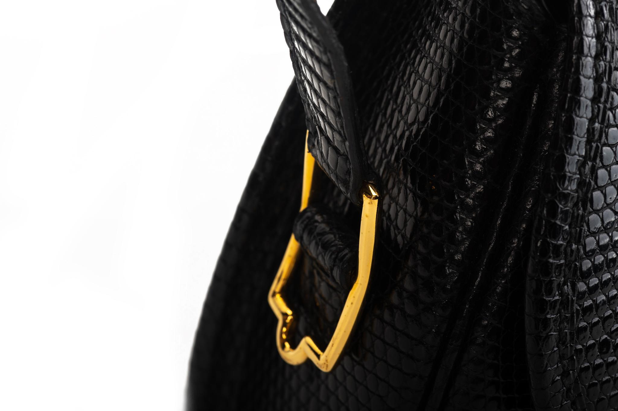 Vintage Hermes Black Lizard Lift Bag 4 Ways 2