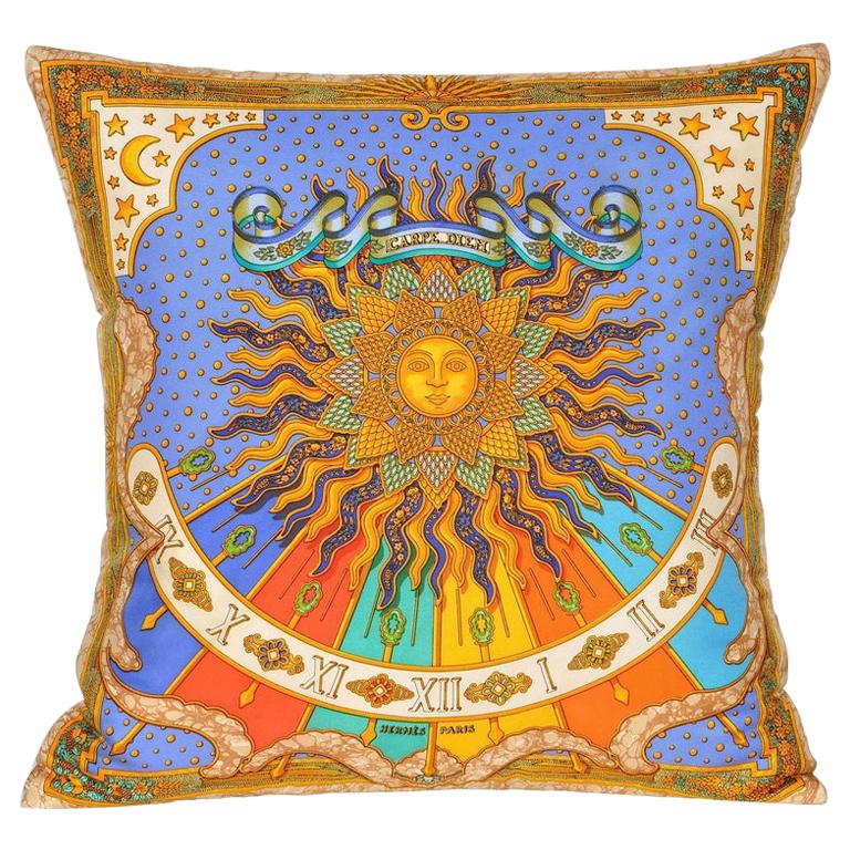 Vintage Hermes Silk Scarf and Irish Linen Luxury Cushion Pillow Blue and  Gold at 1stDibs