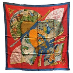 Vintage Hermes Brise de Charms Silk Scarf in Red and Navy