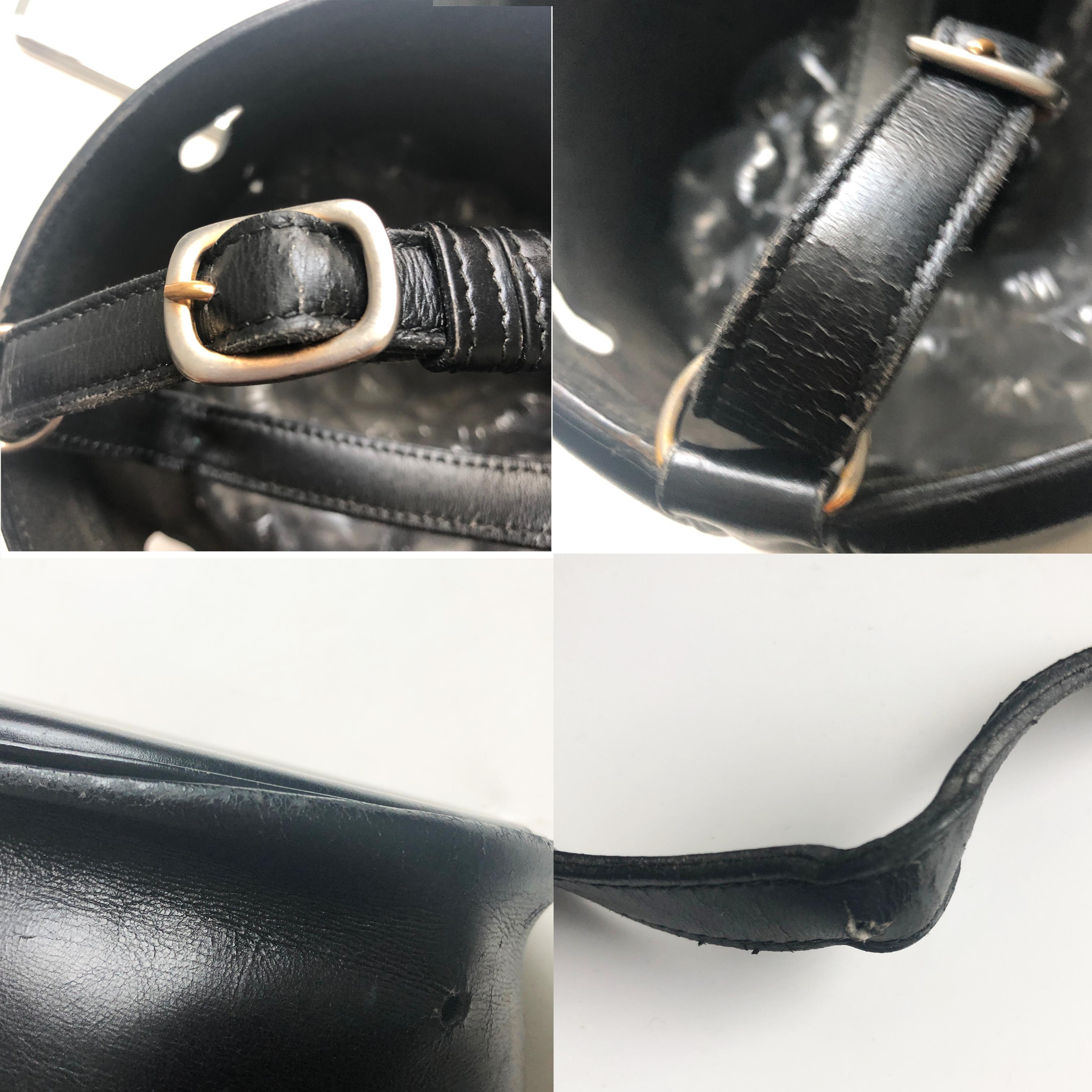 Vintage Hermes Bucket Feed Bag Seau Mangeoire PM Black Box Leather 1950s  5