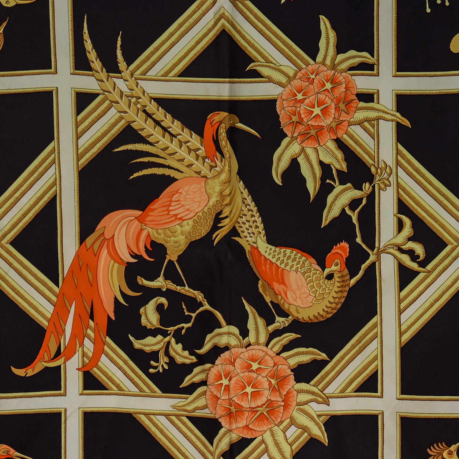 Vintage Hermès 'Caraibes' Silk Scarf For Sale 7