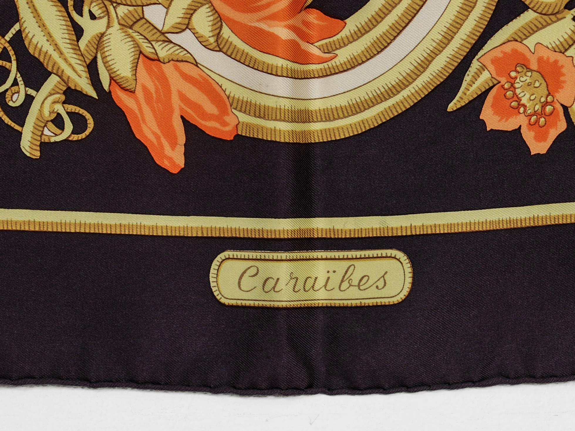 Vintage Hermès 'Caraibes' Silk Scarf For Sale 10