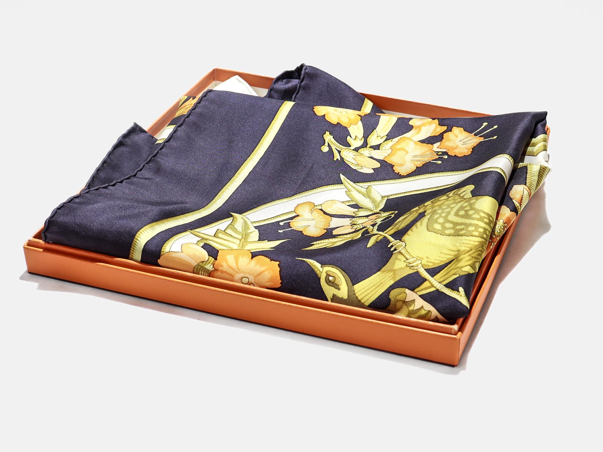 Vintage Hermès 'Caraibes' Silk Scarf For Sale 11