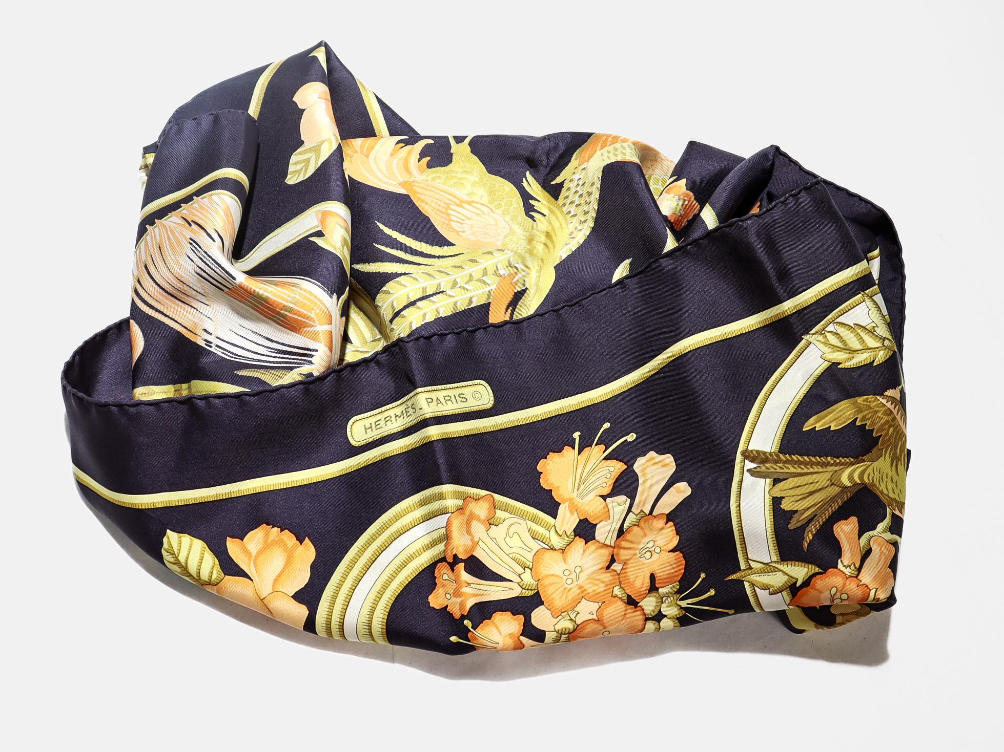 Vintage Hermès 'Caraibes' Silk Scarf For Sale 1