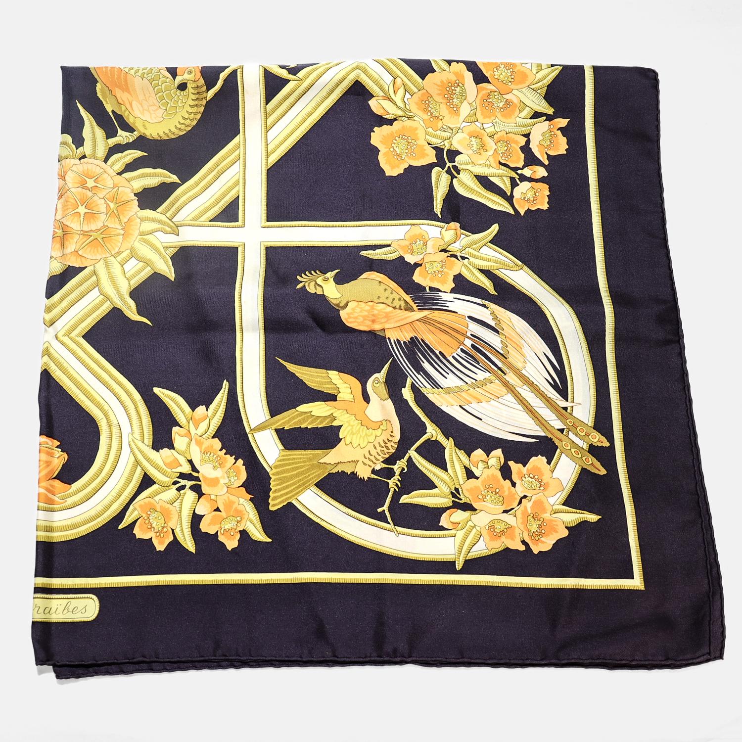 Vintage Hermès 'Caraibes' Silk Scarf For Sale 2