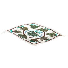 Vintage HERMES carre pleated silk scarf, harness, BONSAI flower and fruits print