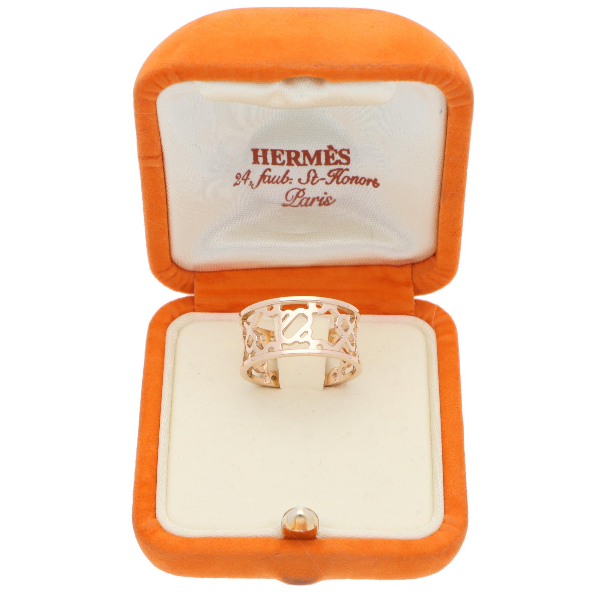 Vintage Hermès Chaine d'ancre Passerelle Ring in Rose Gold In Excellent Condition For Sale In London, GB