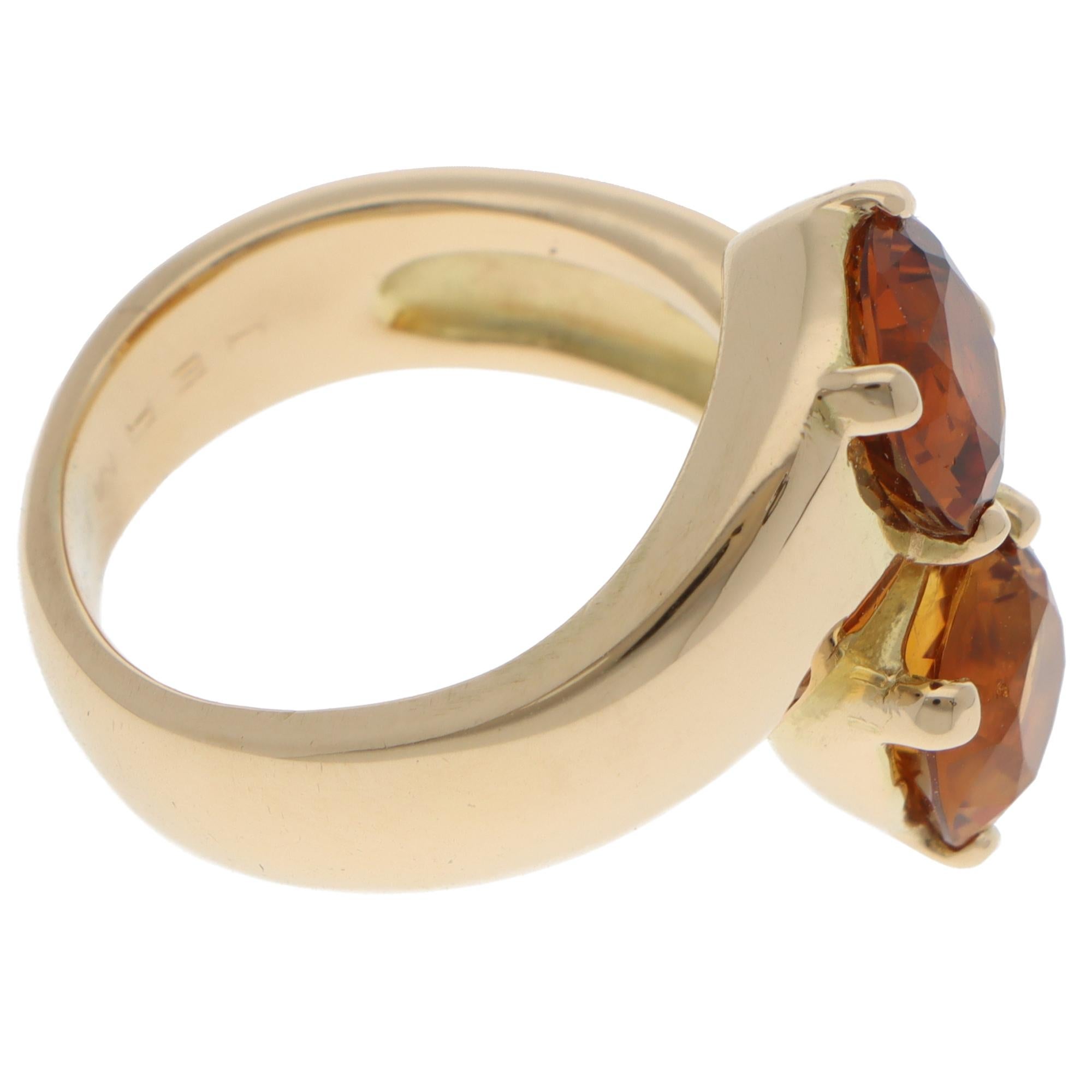 Vintage Hermès Citrine Ring in Yellow Gold In Good Condition For Sale In London, GB