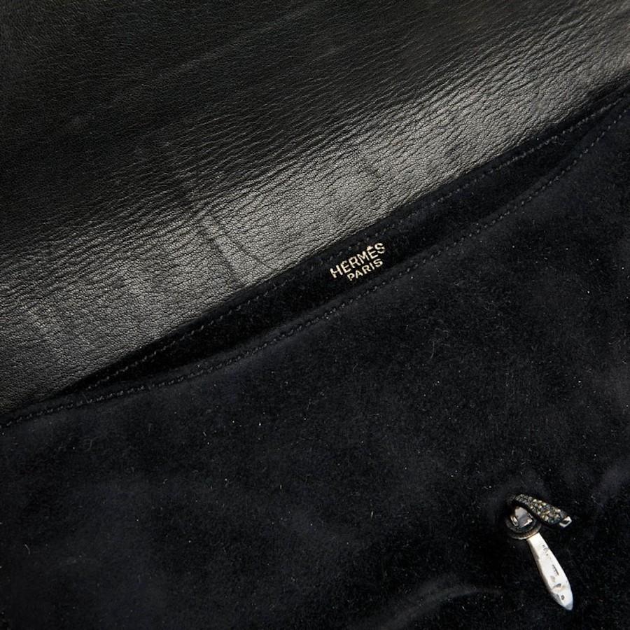 Vintage Hermes Clutch Black Suede 3