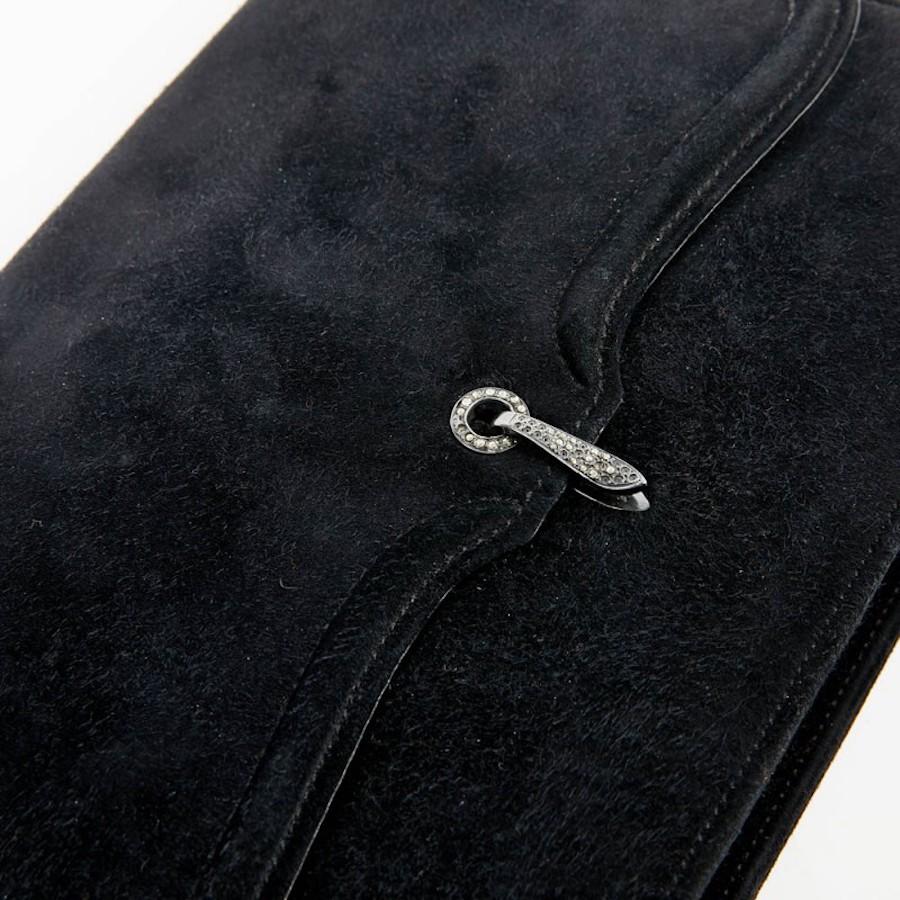 black suede clutch