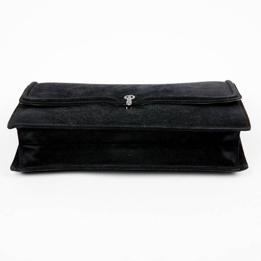 Vintage Hermes Clutch Black Suede 1