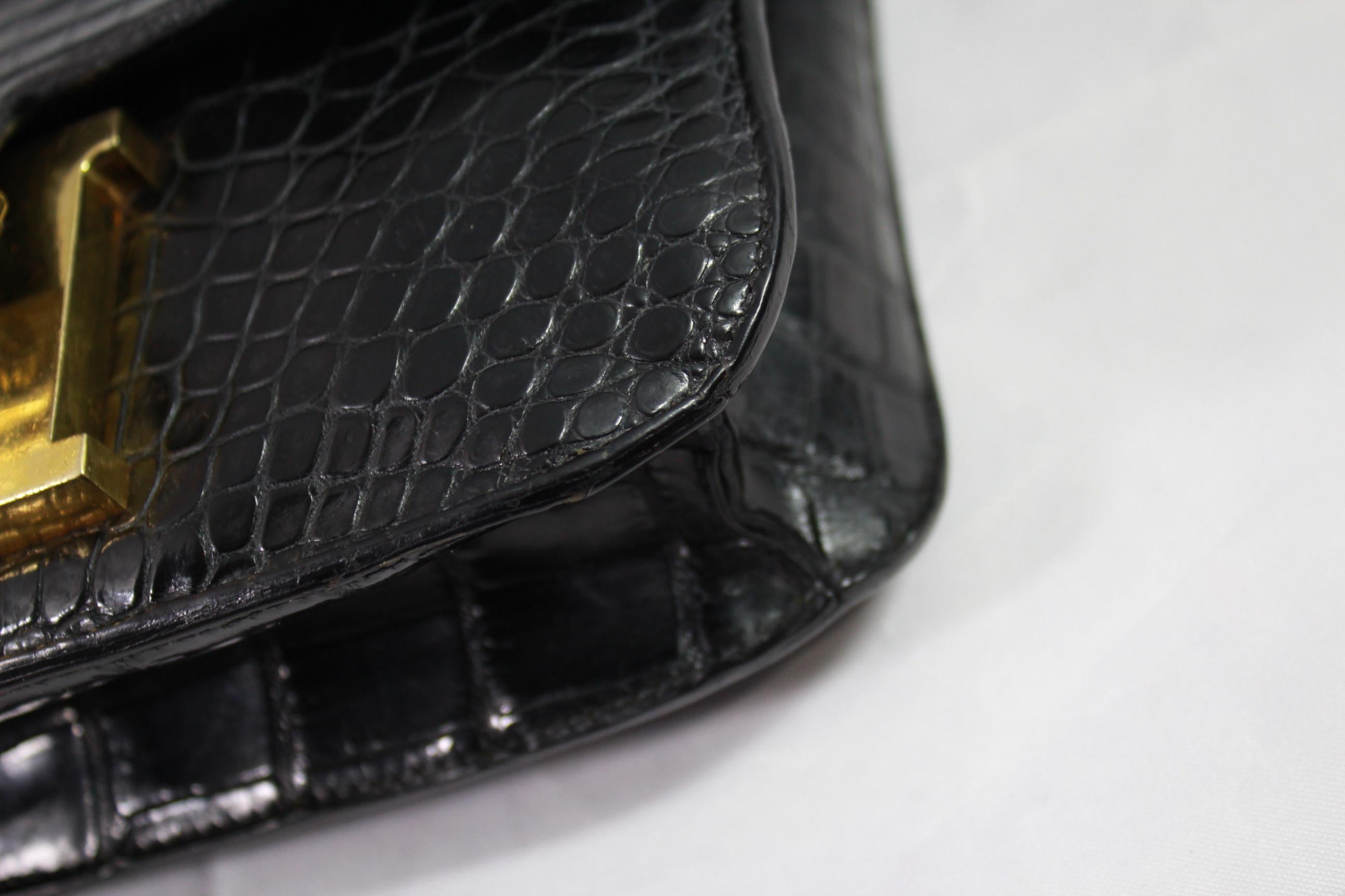 Vintage Hermes Constance 23 Black Croco Bag 2