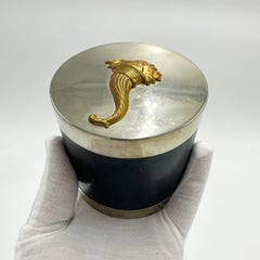 Vintage HERMES Cornucopia Metal and Leather Cigarette Box
