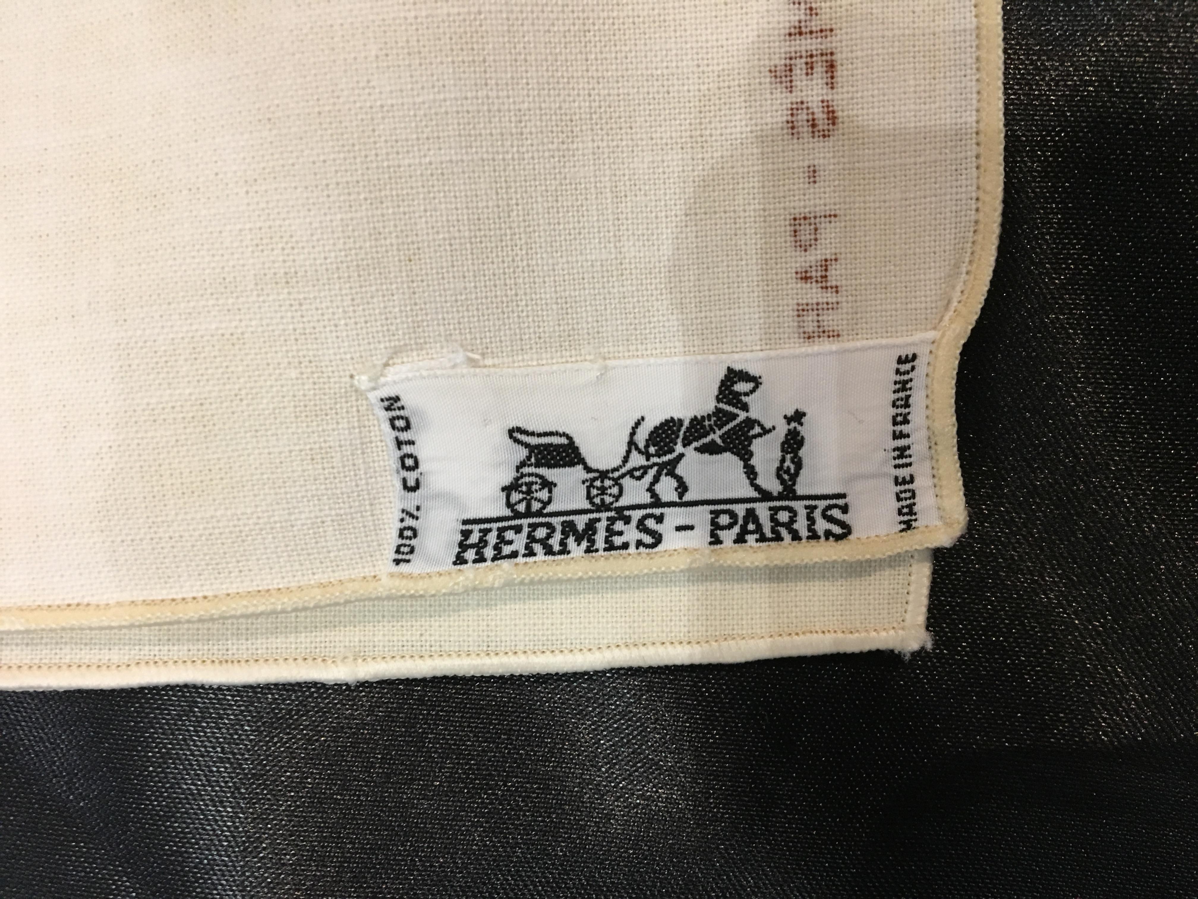 Beige Vintage Hermes Cotton 2 Persons Table Set For Sale