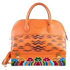 Hermès 35cm Custom Painted ‘Tibetan Tiger’ Bolide MacPherson Orange H Gullive
