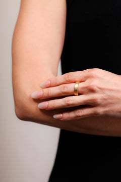 Vintage Hermes Diamond 18k Yellow Gold Band Ring