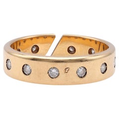 Retro Hermes Diamond 18k Yellow Gold Band Ring