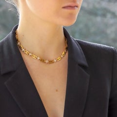 Vintage Hermès Diamond Chain Link Necklace Set in 18k Yellow Gold