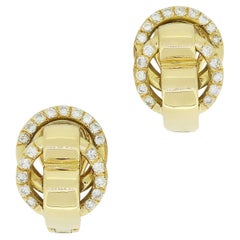 Retro Hermes Diamond Clip On Earrings