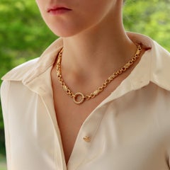 Vintage Hermès Diamond Infinity Circle Necklace Set in 18k Yellow Gold