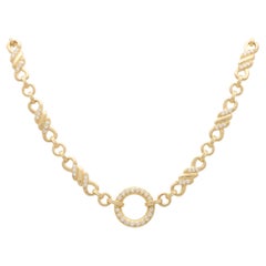 Vintage Hermès Diamond Infinity Circle Necklace Set in 18k Yellow Gold